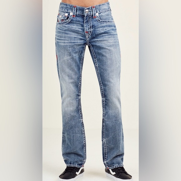 True Religion "WORLD TOUR" Men’s/ size 31/ Ricky Red Stitch Super T jeans - Picture 1 of 15
